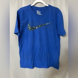 Nike “The Nike Tee” Blue Graphic Swoosh T-Shirt Size Large Athletic Cut